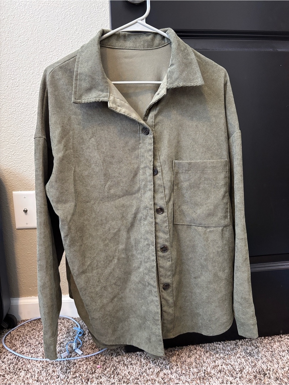 Olive Green Corduroy Button-Up Jacket